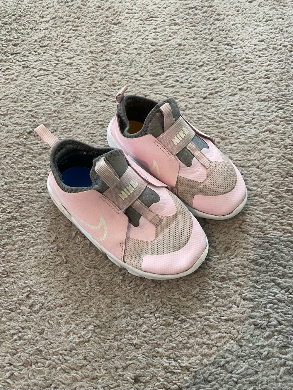 Nike Kids Pink and Gray Slip-On Athletic Sneakers